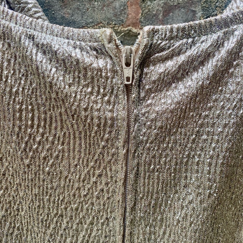 Stop Staring by Alicia Estrada Silver Metallic Wiggle Dress Size L - Picture 8 of 14